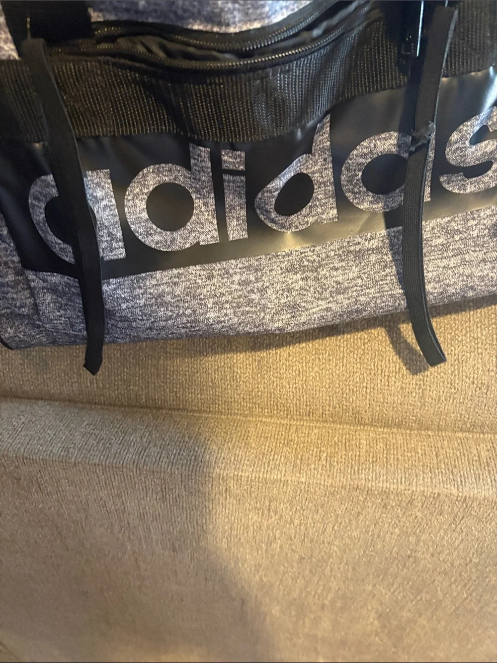 adidas Heather Gray Duffel Bag with Black Accents